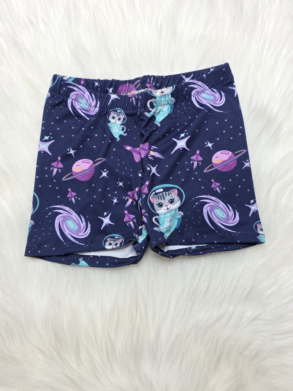 2t Girls Space Cat Biker Shorts - Navy